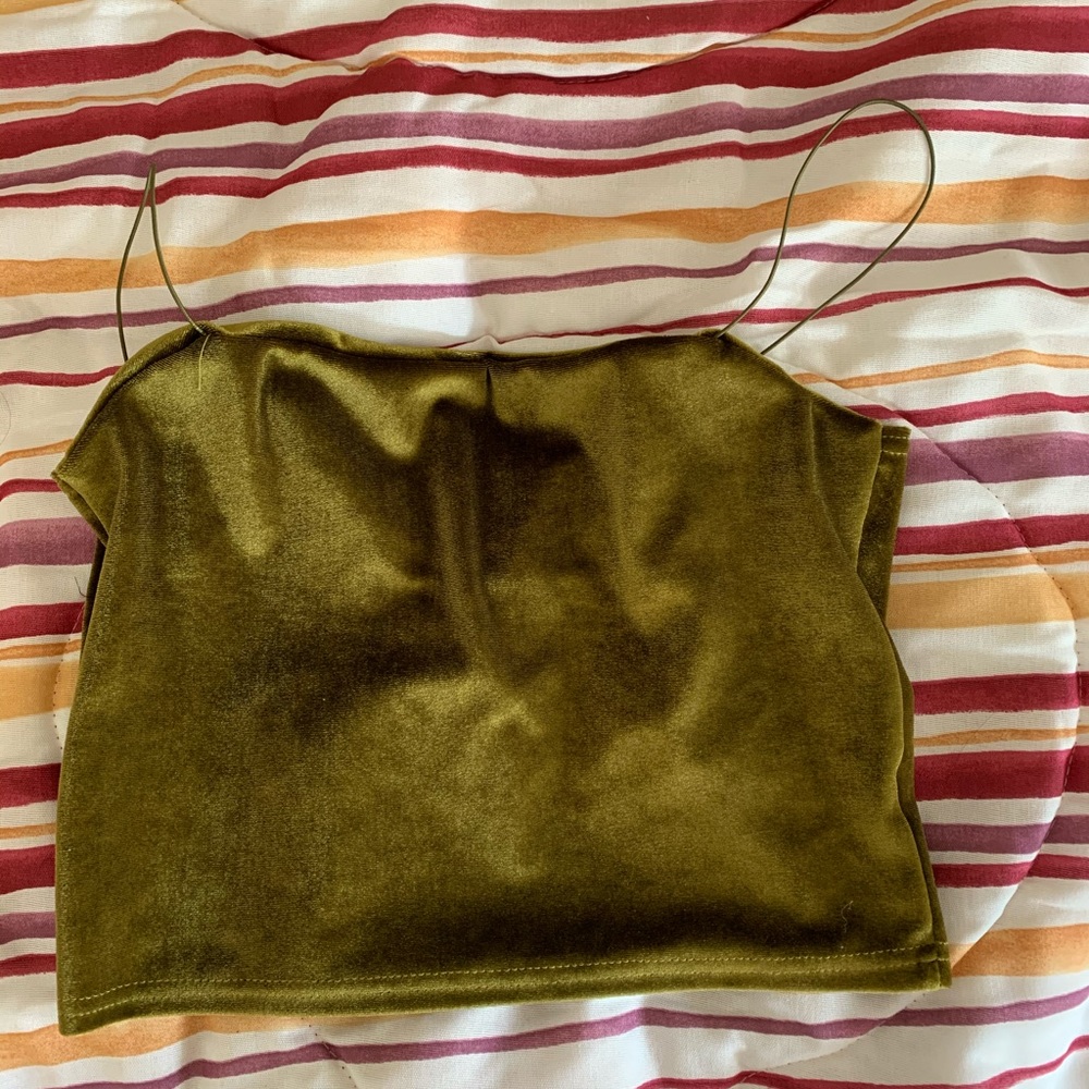 Cropped velvet thin spaghetti strap top